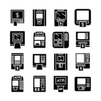 automatic banking machine icons set vector