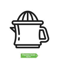 citrus juicer icon. Black flat line vector icon for press citrus juicer on white background.