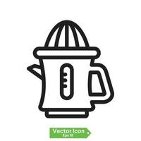 citrus juicer icon. Black flat line vector icon for press citrus juicer on white background.