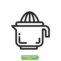 citrus juicer icon. Black flat line vector icon for press citrus juicer on white background.