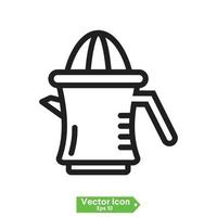 citrus juicer icon. Black flat line vector icon for press citrus juicer on white background.