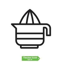 citrus juicer icon. Black flat line vector icon for press citrus juicer on white background.