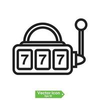 Lucky seven on slot machine icon. Simple illustration of lucky seven on slot machine vector icon for web