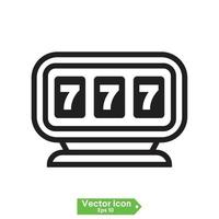 Lucky seven on slot machine icon. Simple illustration of lucky seven on slot machine vector icon for web