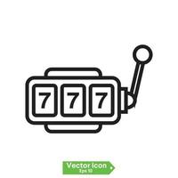 Lucky seven on slot machine icon. Simple illustration of lucky seven on slot machine vector icon for web