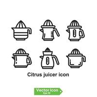 citrus juicer icon.Black flat line vector icon for press citrus juicer on white background.