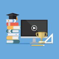 Online learning on computers in various courses vector