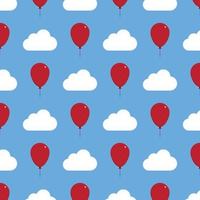 Red balloons cloud sticker pattern background vector