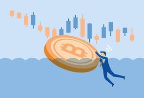 Coin price chart in the stock market dropped vector