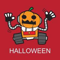 Halloween pumpkin head robot vector