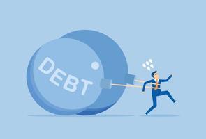 A large amount of debt affects the progress of businessman vector