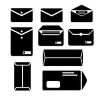 Pack envelope icon. Contains type baronial ,window, booklet,policy etc. vector