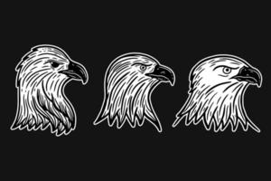 Set Eagle Bird Animal Wings Flying Hand Drawn For Tattoo and t-shirt art illustration vector