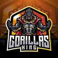logotipo de la mascota del rey gorila esport desain vector