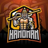 diseño de logotipo de mascota hanoman esport vector