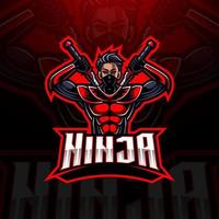 Ninja esport mascot logo design vector