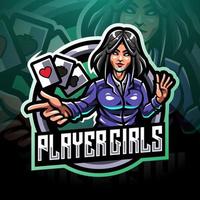 Player girls esport mascot logo vector