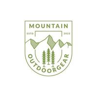 Mountain outdoor outline logo badge simple monoline minimalist modern design vector illustration