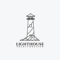 Lighthouse line art logo illustration design outline monoline vintage vector