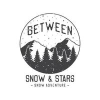american vintage illustration between snow stars snow adventure for t shirt design vector