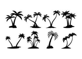 Palm tree silhouette set vector