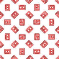 Seamless pattern with cassette and hearts. Design for Valentines Day vector