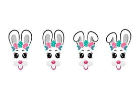 Set of happy bunny masks. Vector illustration