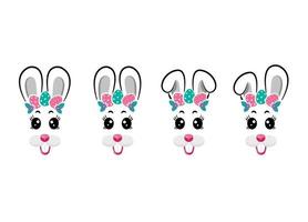 Set of happy bunny masks. Vector illustration