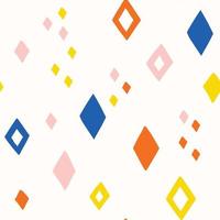 Hand drawn rhoumbus diamond vector pattern in bright colors. Cute doodle kids design. Abstract geometric shapes seamless background.
