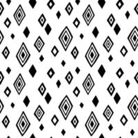 Doodle diamond rhombus vector pattern. Fun monochromatic abstract geometric seamless background with hand drawn shapes.