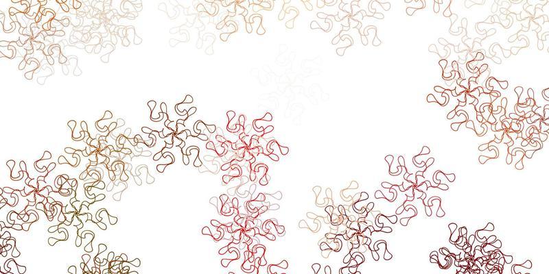 Light orange vector doodle pattern with flowers.