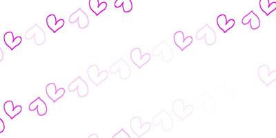 Light Pink vector pattern with colorful hearts.