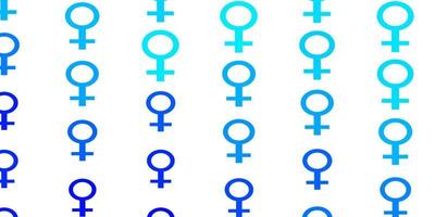 Light BLUE vector pattern with feminism elements.