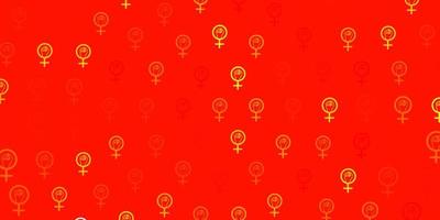 Light Orange vector pattern with feminism elements.