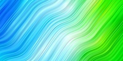 Light Blue, Green vector pattern with curved lines.