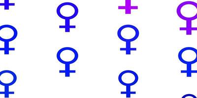 patrón de vector rosa claro, azul con elementos de feminismo.
