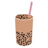 Bubble milk tea with delicious tapioca vector stock illustration. Isolated on a white background.