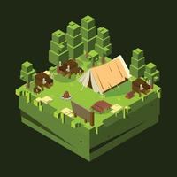 Isometric camping and hiking illustration picnic vector