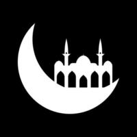 Crescent moon with mosque vector