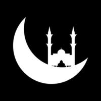 Crescent moon with mosque vector