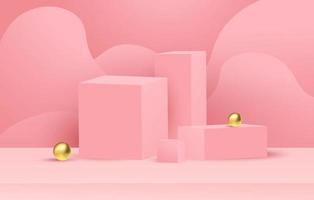 Abstract pink 3d podium mockup for product presentation. 3D podium or stage design display showcase template. Vector illustration