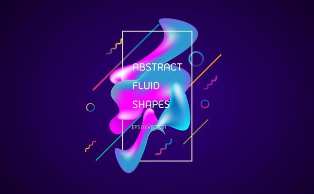 Colorful abstract geometric background design. Modern curve liquid color with fluid shapes composition. Cool background for web landing template, poster or banner. Vector illustration