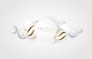 Abstract white gray background with 3d circle ball and golden pattern elements. Art design concept for business banner, poster, cover or backgrounds. Vector illustration