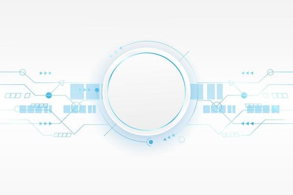 Abstract circuit on white and gray gradient background. Communication concept for technology poster or banner background. Vector illustration