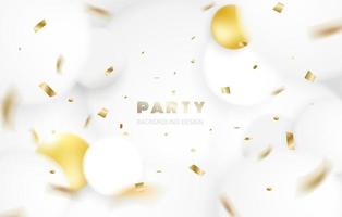 Abstract white gray background with 3d circle ball and golden pattern elements. Art design concept for business banner, poster, cover or backgrounds. Vector illustration