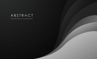 fondo de superposición de curva gris oscuro abstracto. telón de fondo de arte degradado brillante moderno o banner para negocios. ilustración vectorial vector