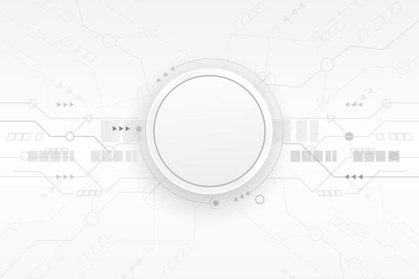 Abstract circuit on white and gray gradient background. Communication concept for technology poster or banner background. Vector illustration