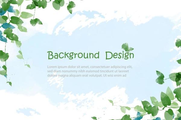 Abstract summer background with decoration watercolor plant, nature, leaves frame for invitation or card. Vector illustration