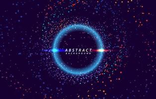 Abstract blue purple geometrical background. Science background. Futuristic technology element with connection circle dots with particles. Vector illustration