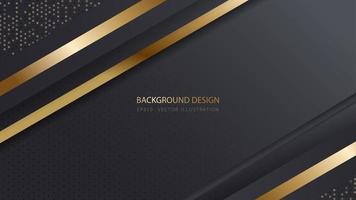 Abstract black and gold luxury on black metallic texture. Luxury futuristic background. Vector illustration